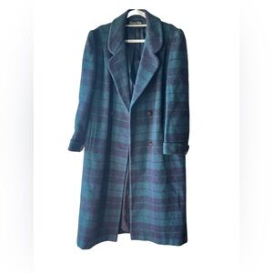 Holly Deb Vintage Wool Plaid Long Coat